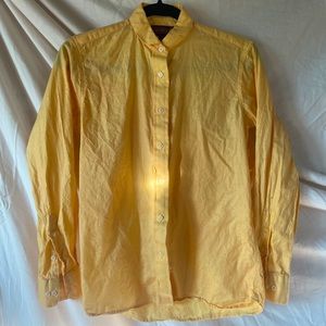 Lightweight cotton yellow button up vintage collar